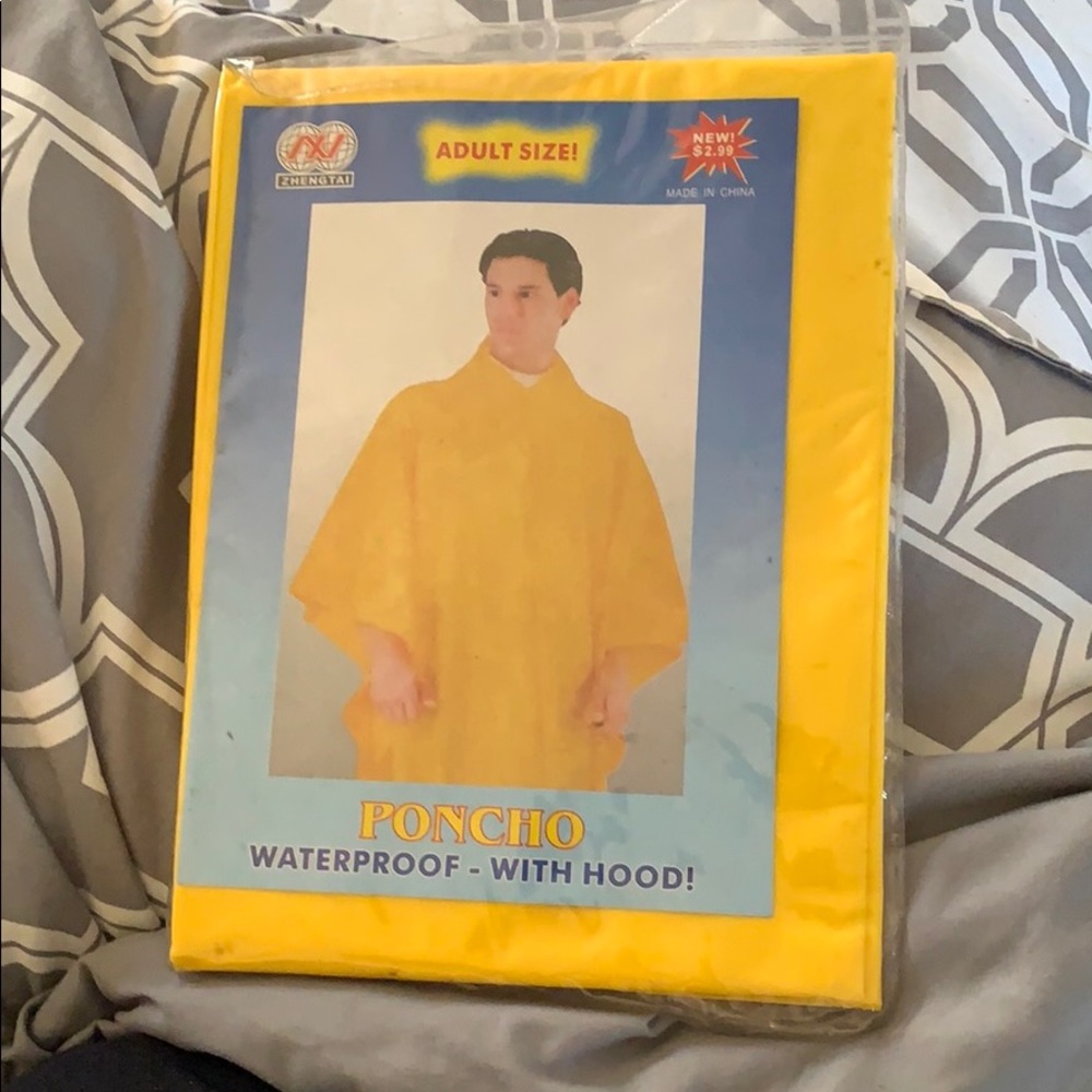 Adult Yellow waterproof with hood poncho
